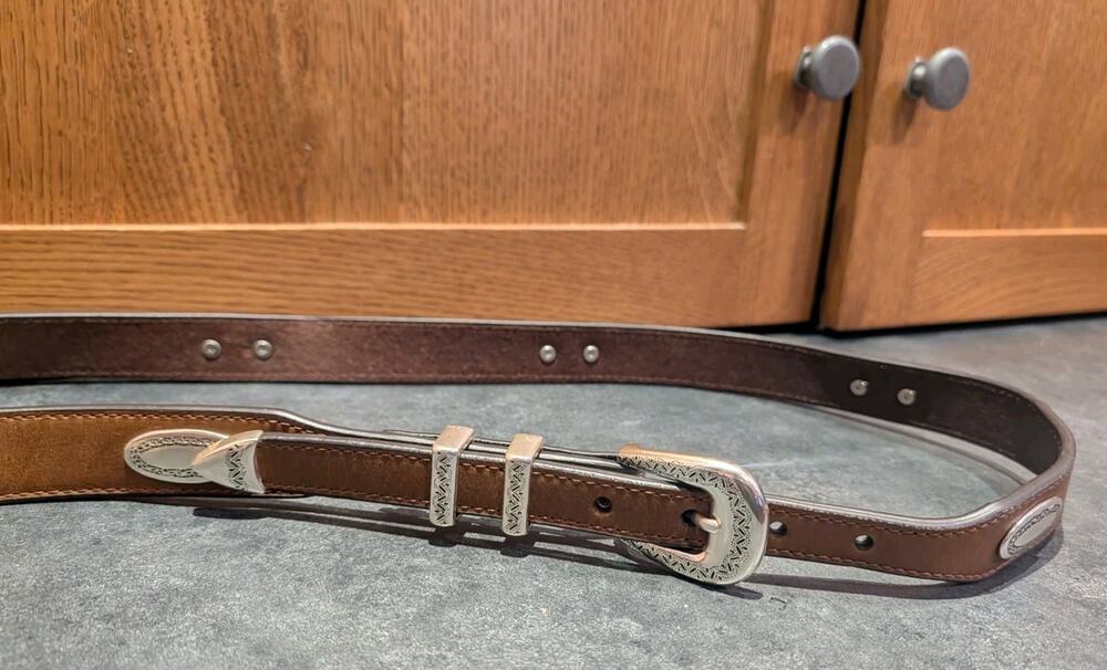 Nocona Brown Genuine Leather Belt Western Ornate Engraved Silver Men's Size 46